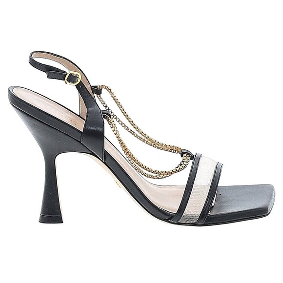 Stuart Weitzman Black Heels with Gold Chain embellishment - Picture 1 of 6